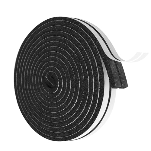 Vefhby Dichtungsband Selbstklebend, 6mm(B) x 6mm(D) Moosgummi Selbstklebend Schaumstoff für Türen Fenster Schalldämmung Anti-Kollision Staubdicht Dichtband (6mm x 6mm x 5m-2 Rollen) von Vefhby