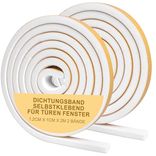 Vefhby Dichtungsband Selbstklebend für Türen Fenster,Türdichtung Selbstklebendes Fensterdichtung Gummi-dichtungsstreifen Schalldämmung Kollision Siegel (12mmx10mmx2m, 2Rolle) von Vefhby