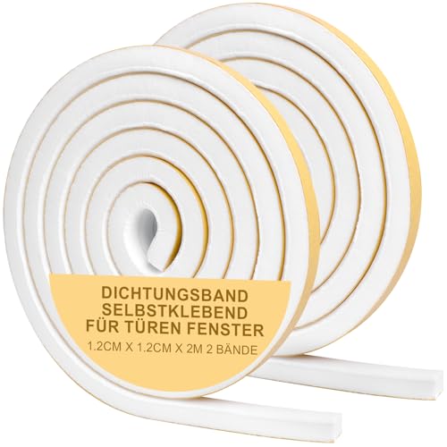 Vefhby Dichtungsband Selbstklebend für Türen Fenster,Türdichtung Selbstklebendes Fensterdichtung Gummi-dichtungsstreifen Schalldämmung Kollision Siegel (12mmx12mmx2m, 2Rolle) von Vefhby