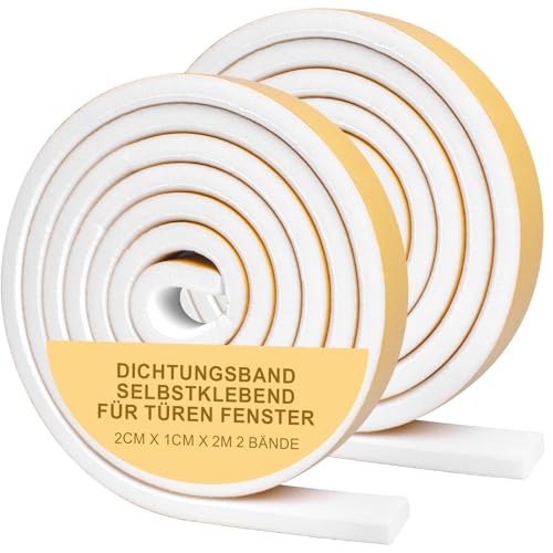 Vefhby Dichtungsband Selbstklebend für Türen Fenster,Türdichtung Selbstklebendes Fensterdichtung Gummi-dichtungsstreifen Schalldämmung Kollision Siegel (20mmx10mmx2m, 2Rolle) von Vefhby