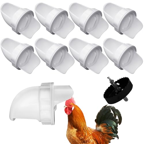 8 Ports DIY hühnerfutter automat, Regenfestes Schwerkraft-System mit Critter Stopper für Eimer, Fässer & Tröge – Kein Abfall Hühnerfutterspender Kit von Veftsvy
