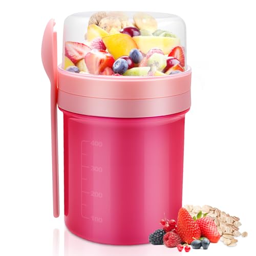 Veftsvy Müslibecher to Go 450ml+250ml, Joghurtbecher to Go mit Löffel, Müsli Cup to Go Becher, Auslaufsicherer Müslibecher Müsli Cup to Go, Joghurt Box to Go Becher für Kinder & Erwachsene (Rosa) Veftsvy Müslibecher to Go 450ml+250ml, Joghurtbecher to Go mit Löffel, Müsli Cup to Go Becher, Auslaufsicherer Müslibecher Müsli Cup to Go, Joghurt Box to Go Becher für Kinder & Erwachsene (Rosa) von Veftsvy