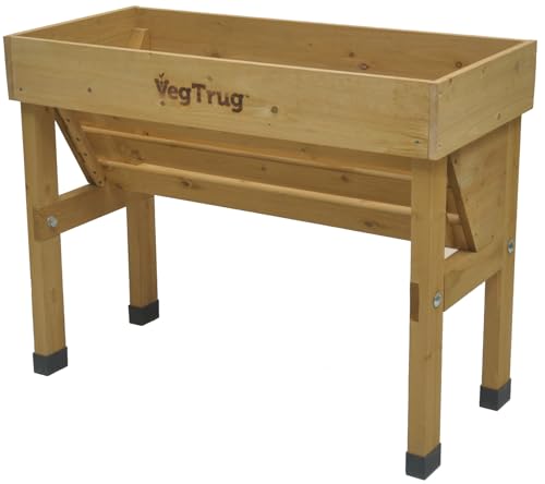 VegTrug Hochbeet Wallhugger 103x46x80 cm I Naturholz-Hochbeet mit Vorgeformter Einlage I Gartenpflanzgefäß I Ideal für wenig Platz I Rollstuhlgerechtes Blumenbeet von VegTrug