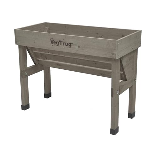 VegTrug Hochbeet Wallhugger 103x46x80 cm I Naturholz-Hochbeet in Grau mit Vorgeformter Einlage I Gartenpflanzgefäß I Ideal für wenig Platz I Rollstuhlgerechtes Blumenbeet von VegTrug