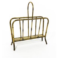 Zeitungsständer Messing Bronze Faux Bamboo Hollywood Regency Mid Century Vintage von VegaVintageDesign