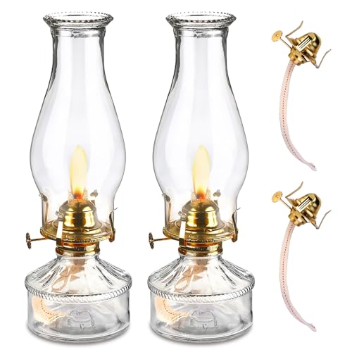 2 Pcs Petroleumlampe Öllampe Laterne Metall Glas Drehfassung Retro-Öllampe Innen Outdoor Spiegelkerosenlampe Innenbereich Winddicht Öllampe Antike Vintage Notlicht Transparentes Kerosinlaterne von Vegena