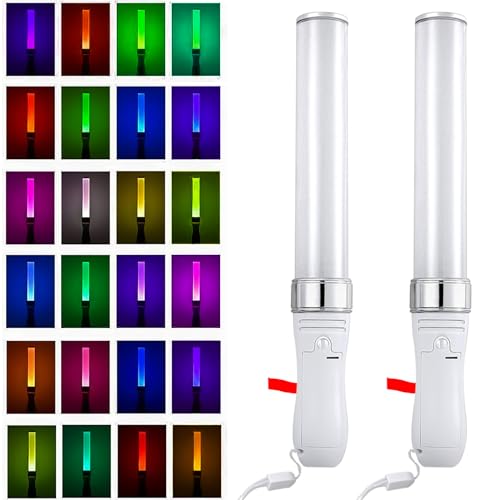 2 Stück LED-Leuchtstäbe,24 Farben LED Leuchtstab,3 W Bunte LED Leuchtwedel Leuchtet 25CM,Leuchtwedel Party Set,Leuchtstab LED Set,Für Hochzeit,Party,Konzert Raves,Mitbringsel von Vegena