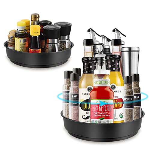 2 Stück Lazy Susan Drehteller, Drehteller Organizer, Gewürzregal Drehbar, Drehbarer Gewürzhalter, Drehteller Küchen Organizer für Küche Speisekammer Schrank Tisch Arbeitsplatte,Metall Stahl(26cm+20cm) von Vegena