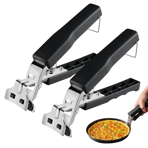 2er Pack Pizzablechzange aus Edelstahl - Ofenzange mit Silikonschutz für Sicheres Greifen von Pizzablechen in Küchen, Restaurants und Pizzerien von Vegena