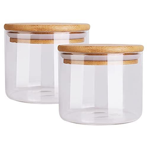 2er Set Vorratsgläser 650MLVorratsdosen Glas mit Bambusdeckel Gewürzgläser Luftdicht Glasbehälter Vorratsdosenset Glas Aufbewahrung Vorratsbehälter Vorratsdosen Luftdicht für Gewürze/ Bohnen/Pulver von Vegena