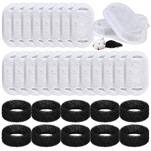 30 Stück Katzenbrunnen Filter, Filter für Katzenbrunnen, 20 Kohlefilter und 10 Schaumfilter, Ersatzfilter für Trinkbrunnen für Katze Edelstahl Filter Katzenbrunnen SchaumfilterTrinkbrunnen Filter von Vegena