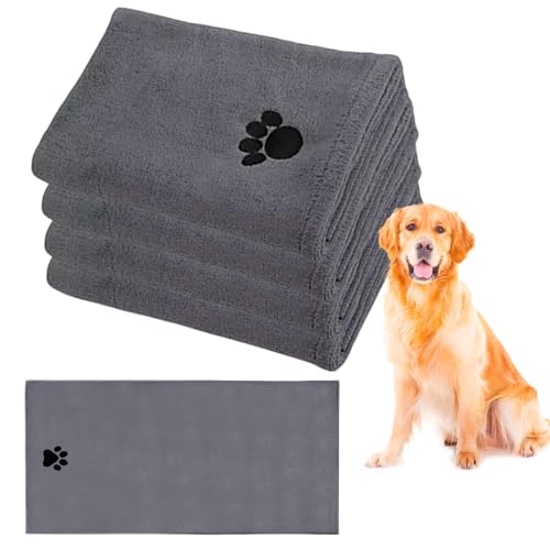 4 Pcs Hundehandtuch Extra Saugfähig, Hunde Handtuch Extra Saugfähig, Microfaser Handtücher Für Hunde Katzen, Handtuch Hunde, Microfaser Handtuch Für Hunde Weich Kleine Mittelgroße Große Hunde (35*75) von Vegena