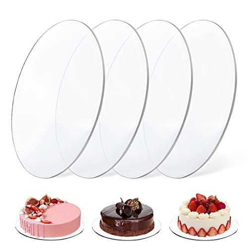 Vegena 4 Stück Tortenplatte, Cake Board Rund Ø 20 cm Acryl Kuchenplatte Wiederverwendbar Tortenunterlage Tortenboden für Kuchen (20cm) von Vegena