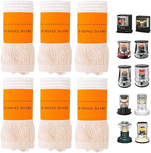 6 Pcs Docht Petroleumofen Innenräume, Ersatzdocht Petroleum Heizung Dochte Kerosin Heizer Petroleumheizer Heizstrahler Ofen Docht Rauchfrei Heizung Ersatz Dochte, Langlebiger Docht （95xt2.5x180mm） von Vegena