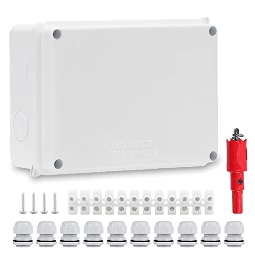 Abzweigdose Wasserdicht, Vegena Verteilerdose Aufputz Wasserdichter IP65, Aufputz-Abzweigkasten Groß, ABS Abzweigdose Unterputz für Feuchträume Boden, Elektroanschlusskasten Außen (150x110x70 mm) von Vegena