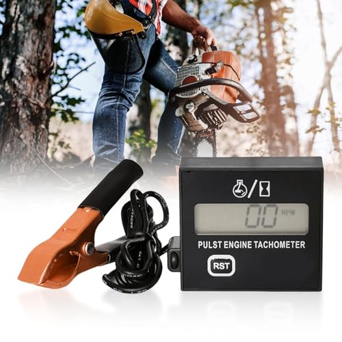 Digitaler Drehzahlmesser, 2 Takt Induktiver Drehzahlmesser, Digital Tachometer mit Stundenzähler, Drehzahlmesser Motorsäge für Motorrad Schneefräse Motocross Rasenmäher Generator Kettensäge von Vegena