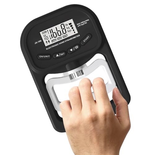 Elektronischer Handdynamometer,1-90 KGF Digitaler Handkraftmessgerät,Electronic Hand Dynamometer,Griffkraft Messgerät,Dynamometer Digital Für Fingerübungen(Black-180kg) von Vegena