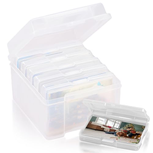 Fotoaufbewahrungsbox, Foto-Aufbewahrungsbox, 4*6 Foto-Organizer Aus Kunststoff Fotoetui Fotohalter Transparent Foto Organizer Kunststoff Photo Storage Box Kunststoff-Bilderhalter 6 Fächern Etiketten von Vegena