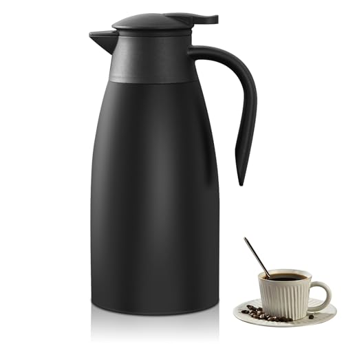 Isolierkanne,2 Liter Thermoskanne,24 Hour Heat Retention,Doppelschicht Vakuum kaffeekanne,Kaffeekanne Aus Doppelwandige Für Tee Oder Kaffee,Zuhause,Draußen,Küche,Büro von Vegena