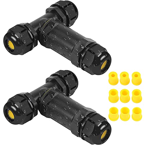 Kabelverbinder Wasserdicht IP68, Vegena Abzweigdose 5 Polig Verbindungsbox Verteilerdose Außen Kabelschuhe Erdkabel Verbindungsmuffe Kabelmuffe T-Form für Ø4-14 mm Kabeldurchmesser, 2er-Pack Schwarz Kabelverbinder Wasserdicht IP68, Vegena Abzweigdose 5 Polig Verbindungsbox Verteilerdose Außen Kabelschuhe Erdkabel Verbindungsmuffe Kabelmuffe T-Form für Ø4-14 mm Kabeldurchmesser, 2er-Pack Schwarz von Vegena