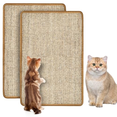 Kratzmatte Katze, 2 Stück Kratzbretter Katze Wand 60 x 40cm, Katzen Kratzbrett, Katzen Kratzmatte, Sisal Teppich Katzen Kratzteppich Katzenmatte Sisalmatte Kratzschutz für Couch von Vegena