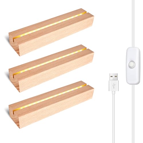 LED Sockel für Acrylglas, 3 Stück LED Lichtsockel USB aus Holz, Rechteck Beleuchtet Display Ständer, LED Leuchten Display Base Holzsockel Leuchtsockel für Acrylplatte Kristalle Glasplatte Ornament LED Sockel für Acrylglas, 3 Stück LED Lichtsockel USB aus Holz, Rechteck Beleuchtet Display Ständer, LED Leuchten Display Base Holzsockel Leuchtsockel für Acrylplatte Kristalle Glasplatte Ornament von Vegena