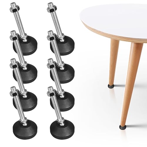 Möbelfüße M10 x 100MM Ø 50mm, 8 Stück Regulierschraube Höhenverstellbar Stellfüße, Metall Füße für Möbel, Verstellbare Füße, Nivellierfüße Maximal 20 ° Neigung, für Tischbeine, Möbelbeine von Vegena