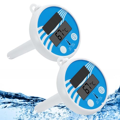 Schwimmende Pool Thermometer, 2 Stück Poolthermometer mit Digitalem, Solar Schwimmbadthermometer, Schwimmendes Wasserthermometer, Pool-Thermometer für schwimmbäder Fischteiche Spas Aquarien von Vegena