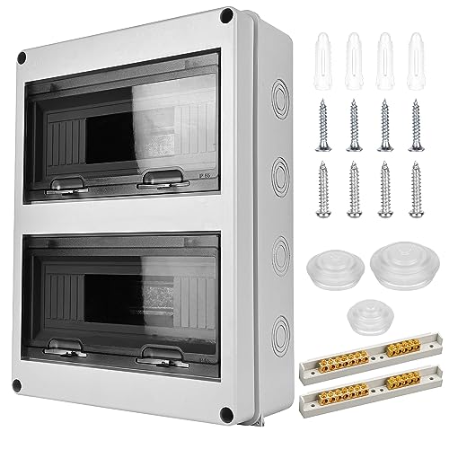 Sicherungskasten Aufputz: Verteilerkasten Aufputz, Sicherungskasten 24 Module Verteilerdose IP65 Feuchtraum, Kleinverteiler Aufputz 2-Reihig von Vegena