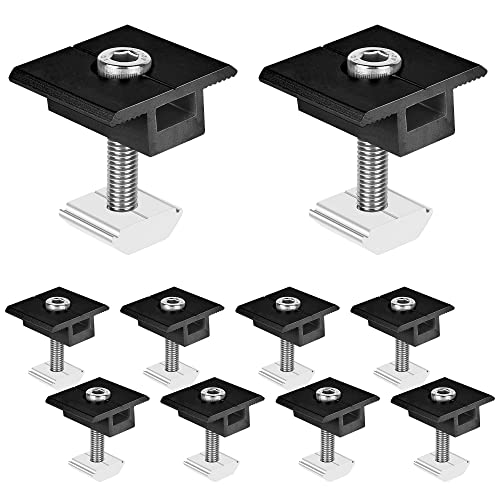Solarmodul Halterung Mittelklemmen 30mm Schwarz - Solarpanel Halterung, 10 Stück Befestigung Solarmodul, T-förmige Mittelklemme PV Photovoltaik-Solarmodulträger Mittelspannung für Gerahmte Panels von Vegena