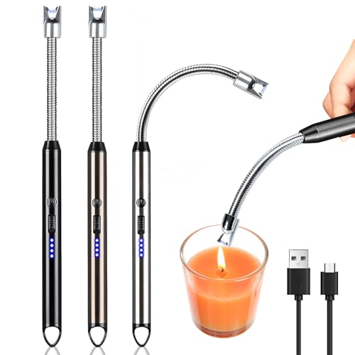 Stabfeuerzeug, 3 Stück Lichtbogen Feuerzeug Elektrisch, USB Aufladbar Plasma Kerzenanzünder mit Sicherheitsschloss, Lang Stab Sturmfeuerzeug für Kamin Kerzen Grill Herd Küche Camping Stabfeuerzeug, 3 Stück Lichtbogen Feuerzeug Elektrisch, USB Aufladbar Plasma Kerzenanzünder mit Sicherheitsschloss, Lang Stab Sturmfeuerzeug für Kamin Kerzen Grill Herd Küche Camping von Vegena