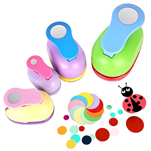 Stanzer Rund Papierstanzer Motivstanzer Kinder: 4 Stück Lochstanzer Papier, Stanzer Kreis, Kreisstanzer Set Groß Ausstanzer für Basteln Scrapbooking Fotoalbum Geschenkanhänger (10mm 15mm 25mm 38mm) von Vegena