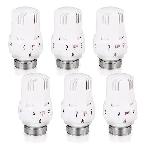 Thermostatkopf Heizkörperventil, 6 Stück Thermostat-Kopf, Kühlerthermostat M30 x 1,5 Heizungsthermostat Kühlerventil Ersatzkopf, Heizkörperthermostat Kühlerventilköpfe für Büro Zuhause Badezimmer von Vegena