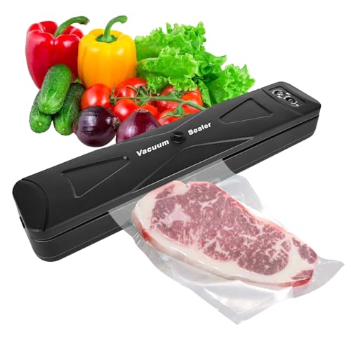 Vakuumiergerät - Vakuumierer, Vakumierergerät für Lebensmittel, Folienschweißgerät, Automatische Vakuum Sealer für Trockene oder Feuchte Lebensmittel und Sous Vide, inkl. 10 Vakuumierbeutel von Vegena