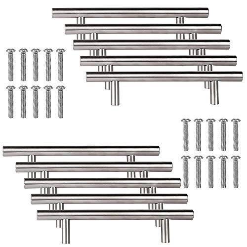 Vegena 10 Stück Möbelgriffe, Edelstahl Handgriffe Küchengriff Schrankgriff Schubladengriff Relinggriffe Bohrlochabstand 96mm Relinggriffe für Schrank Schublade Kleiderschrank Schranktür von Vegena