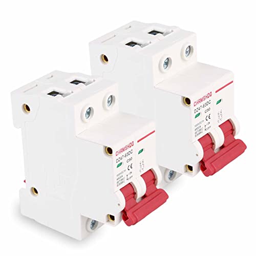 Vegena 2 Stück DC Trennschalter, Leistungsschalter, DZ47-50Z-2P, 1000V 50A, Photovoltaik-leitungsschutzschalter, Dc Leitungsschutzschalter Dc Solar Für Wohnbeleuchtung Verteilerleitungen Solar Pv von Vegena