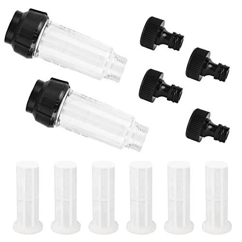 Vegena 2 Stück Wasserfilter Gartenschlauch - 3/4 Zoll Wasser Vorfilter mit 6 Filtereinsatz + 4 Schnelladapter, Wasserfilter Set Filter Gartenschlauch für Hochdruckreiniger, Gartenbewässerung,Wohnmobil von Vegena