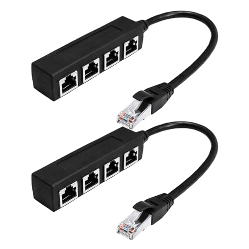 Vegena 2 Stücke RJ45 Ethernet Splitter Kabel, RJ45 1 Stecker Auf 4 X Buchse LAN Ethernet Splitter Adapter Kabel, Netzwerk Adapter, LAN Ethernet Buchse Stecker Adapter Für Cat5, Cat5e, Cat6, Cat7 von Vegena