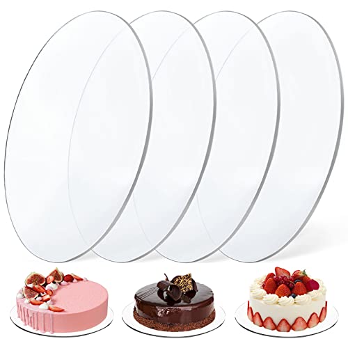 Vegena 4 Stück Tortenplatte, Cake Board Rund Ø 30 cm Acryl Kuchenplatte Wiederverwendbar Tortenunterlage Tortenboden für Kuchen (30cm) von Vegena