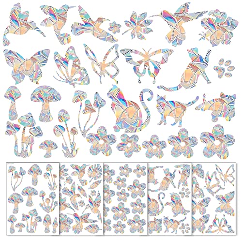 Vegena 56 Stück Fensteraufkleber für Vogelschutz, Regenbogen Fensterbilder Aufkleber Vogel Anti Kollision Fenstersticker Statische Haften Sticker Fenster Deko von Vegena