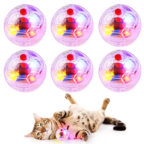 Vegena 6 Pcs Geisterjagd-Bewegungsbälle Interaktives Katzenspielzeug Ball, Automatischer 360 Grad Rollbal, Katzenspielzeug Elektrisch Katzenball Mit Led Licht, Led Interaktives von Vegena