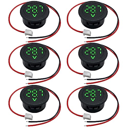 Vegena 6 Stücke 12v Dc Voltmeter, Spannungsanzeige Wasserdichtes Digitalanzeige Voltmeter Led Anzeige Spannungsmesser Spannungsmesser Mit Terminals Batterieanzeige 12v Für Auto/motorrad/lkw/boot von Vegena