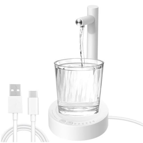 Vegena Automatischer Wasserspender, 6 Stufen Tragbare Trinkwasserpumpe, Elektrischer Desktop Wasserflaschenspender, Quantitativer Automatischer Getränkespender Tragbare Wasserflaschen Pumpe(Weiß) von Vegena