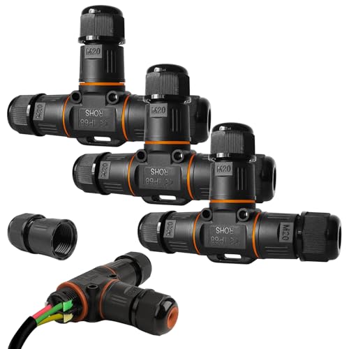 Vegena Kabelverbinder Wasserdicht IP68, 3 Stück Kabelverbinder 3 Polig, T-Form Verteilerdose Erdkabel Verbindungsmuffe, Wasserdicht Verbindungsbox Kabelmuffe Für ø3-12 mm Kabeldurchmesser, Schwarz Vegena Kabelverbinder Wasserdicht IP68, 3 Stück Kabelverbinder 3 Polig, T-Form Verteilerdose Erdkabel Verbindungsmuffe, Wasserdicht Verbindungsbox Kabelmuffe Für ø3-12 mm Kabeldurchmesser, Schwarz von Vegena