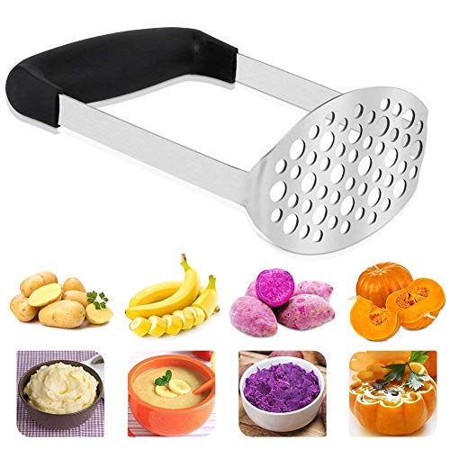 Vegena Kartoffelstampfer Edelstahl, Kartoffel Stampfer, Gemüsestampfer Kartoffelpürrier Kartoffelpresse für Spülmaschinengeeignet, Kartoffelbrei, Cremiges Kartoffelpüree, Gemüse und Früchte von Vegena