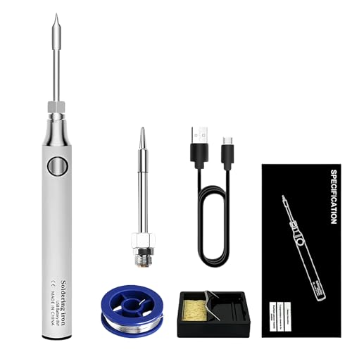 Vegena Lötkolben Set, Lötset, Kabelloser Lötkolben Mit Lötkolbenspitzen, Lötdraht, Lötkolbenständer, Aufladekabel, Soldering Kit Mit Temperatur Einstellbar 330-450°C, Für Elektrische Arbeiten von Vegena