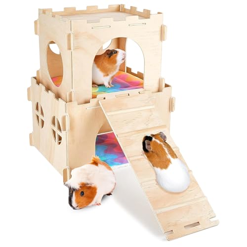Vegena Meerschweinchenhaus aus Holz, Meerschweinchenversteck mit Rampe und Matten, abnehmbares Tierhaus mit Türen und Fenstern für Ratte, Chinchilla, Hamster, Hase, 55 x 25 x 20 cm Vegena Meerschweinchenhaus aus Holz, Meerschweinchenversteck mit Rampe und Matten, abnehmbares Tierhaus mit Türen und Fenstern für Ratte, Chinchilla, Hamster, Hase, 55 x 25 x 20 cm von Vegena