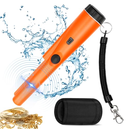 Vegena Tragbar Metalldetektor, 360° Scan Metallsuchgerät, IP66 Wasserdicht Staubgeschützt, Metalldetektor Suchen (9V Batterie, Orange) von Vegena