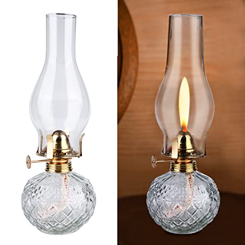 Vegena Petroleumlampe für Innenräume - Öllampen aus Glas - Retro Nostalgie Transparente Einstellbare Helligkeit, Winddicht Dekorative Öllampe für Wohnzimmer Esszimmer Notfalleinsatz von Vegena