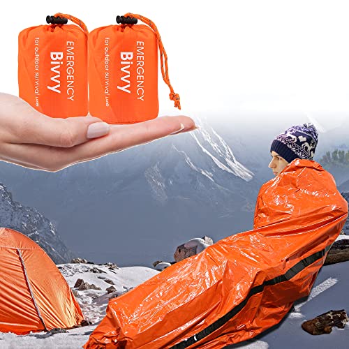 Vegena Rettungsdecke 2 Stück Biwaksack Notfall Wasserdicht Survival Schlafsack Erste Hilfe Wärmedecke Schutzdecke Notfalldecke Ultraleicht Hitzeabweisend Kälteschutz für Camping Outdoor Ausrüstung von Vegena